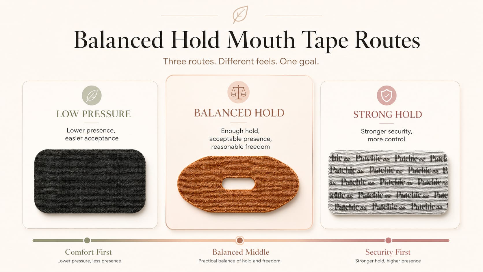 Balanced hold mouth tape routes for private label buyers showing practical middle-ground mouth tape options