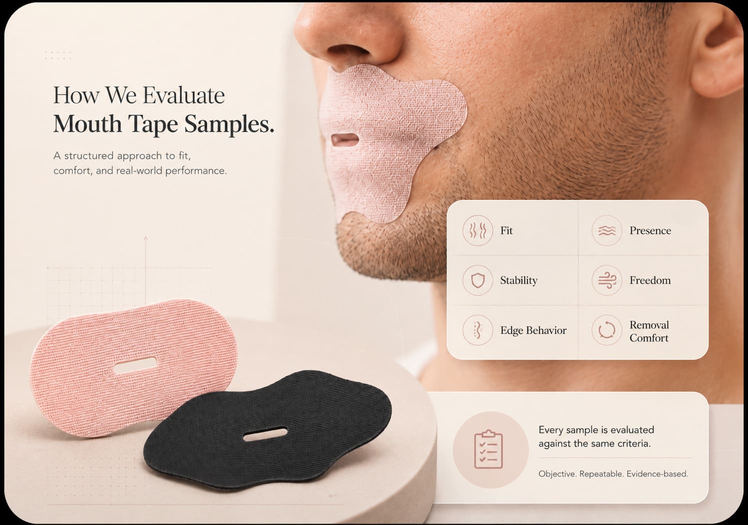 MuteBeauty mouth tape sample evaluation methodology overview