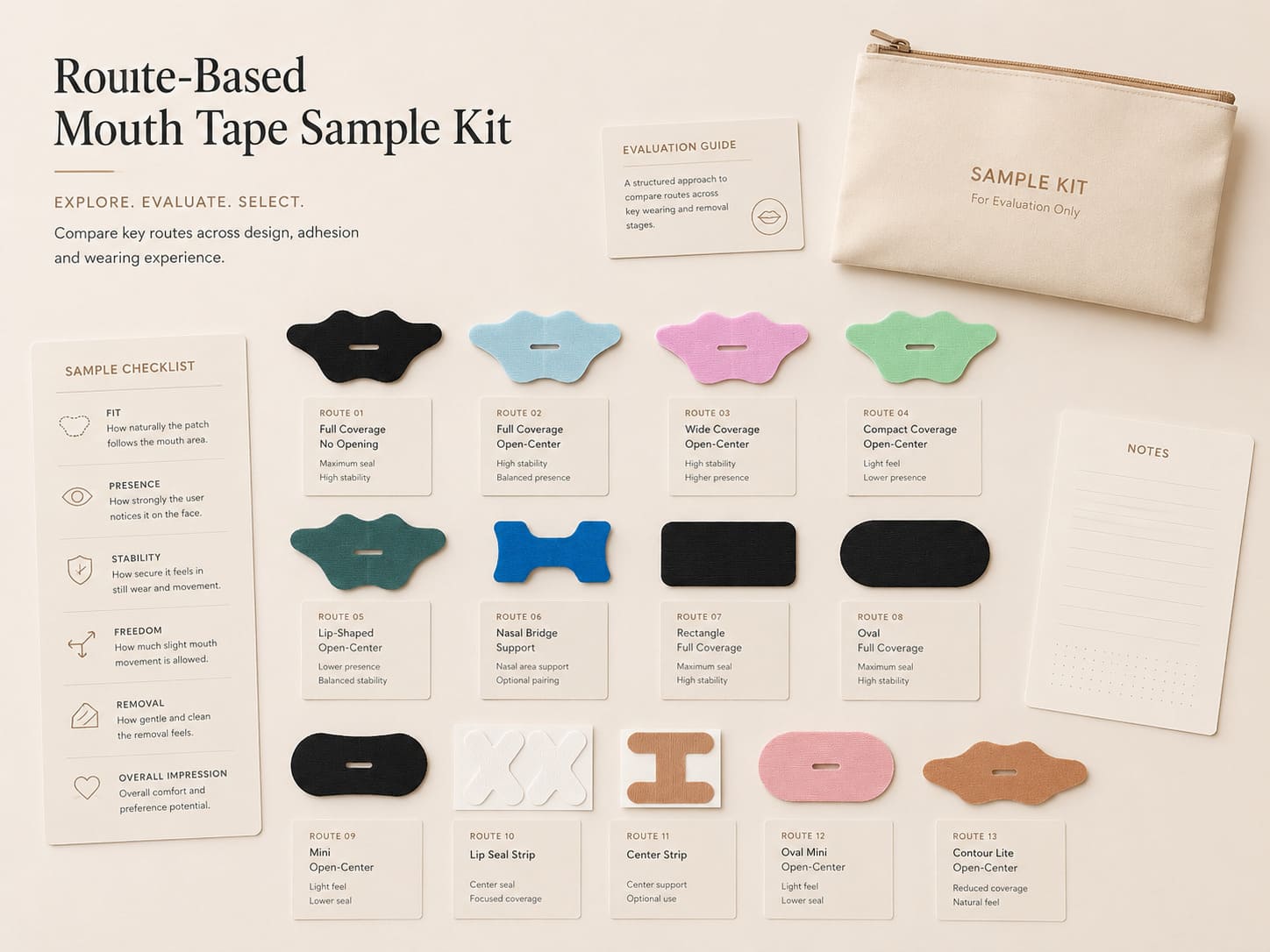 Route-based mouth tape sample kit for private label buyers
